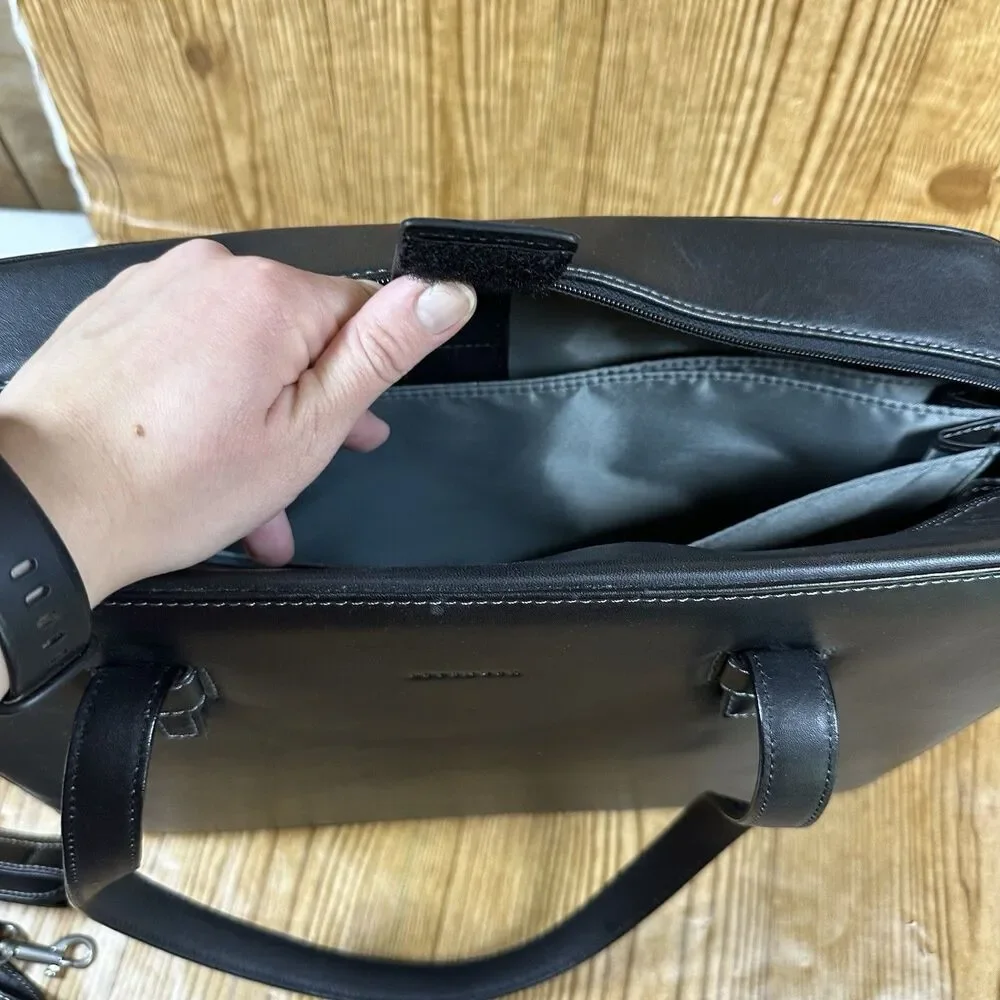 Lavender Briefcase Shoulder Work Hobo Satchel‎ Tote Bag Black Leather